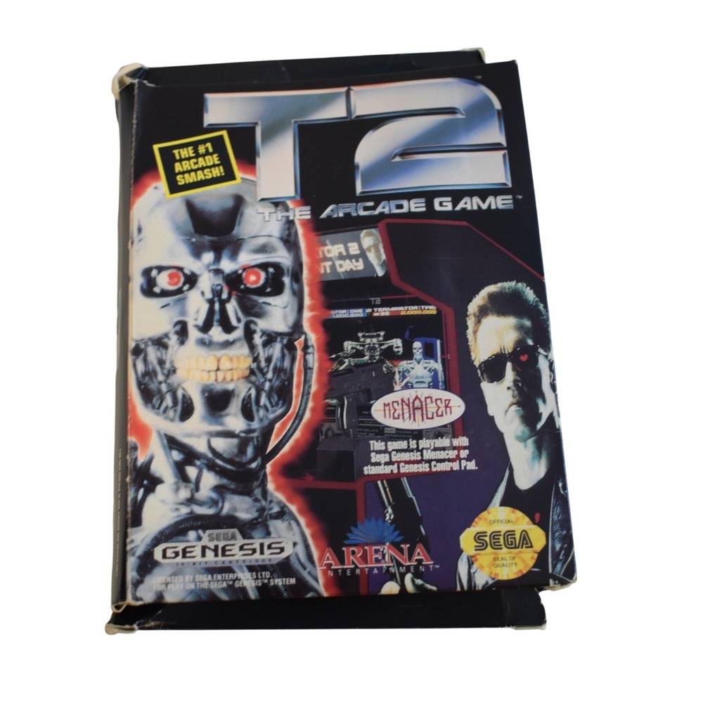 Sega T2 The Arcade Game Genesis Black CIB Retro Shooter Box Damage